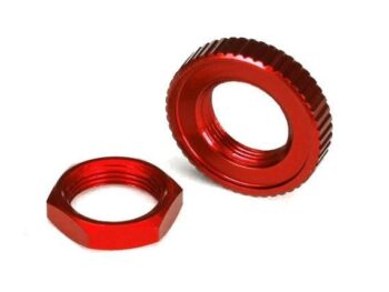Traxxas TRX8345R Servo saver nuts, aluminum, red-anodized (hex (1) serrated, TRX8345R - twee rood