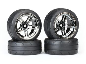 Traxxas TRX8375 Tires & wheels, assembled, glued (split-spoke black chrome w, TRX8375 - vier RC