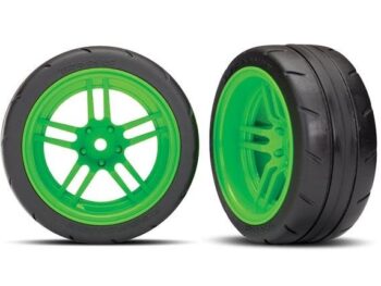 Traxxas TRX8374G Tires and wheels, assembled, glued (split-spoke green VXL, TRX8374G - twee gemon