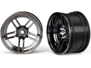 Traxxas TRX8372 Wheels, 1.9' split-spoke (black chrome) (wide, rear) (2), TRX8372 - twee gl