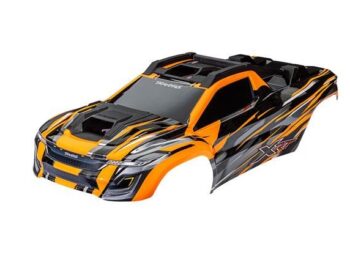Traxxas TRX7812T Body, XRT, orange (painted, decals applied) (assembled with front & rear body supports for clipless mounting, roof & hood skid pads) - een