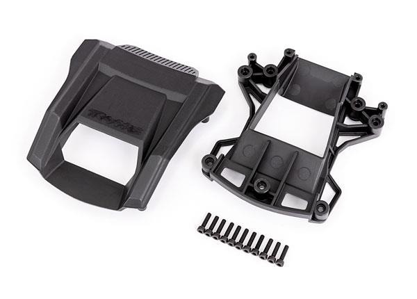 Skid pads (hood scoop)/ mount/ 3x12mm CS (11) (attaches to #7812 body) Traxxas TRX7814 Skid pads (hood scoop)/ mount/ 3x12mm CS (11) (attaches to #7812 body) - twee zwarte