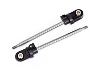 Traxxas TRX7863 Shock shaft, 92mm (GTX) (steel, chrome finish) (2) (assembled with rod ends & hollow balls) - twee metalen sch