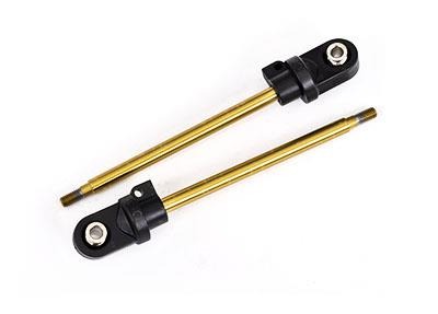 Shock shaft, 92mm (GTX) (TiN-coated) (2) (assembled with rod ends & hollow balls) Traxxas TRX7863T Shock shaft, 92mm (GTX) (TiN-coated) (2) (assembled with rod ends & hollow balls) - twee goud