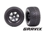 Tires & wheels, assembled, glued (X-Maxx black wheels, Gravix tires, foam inserts) (left & right)