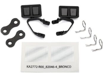 Traxxas TRX8073 Mirrors, side, black (left & right)/ retainers (2)/ body clips (4) - een set zwarte