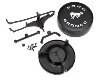 Traxxas TRX8074 Spare tire mount/ mounting bracket/ spare tire cover/ mounting hardware - diverse zwarte kunst