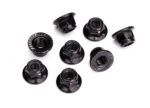 Nuts, 5mm flanged nylon locking (steel, black serrated) (8)