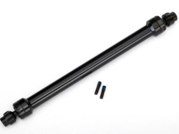 Traxxas TRX8555 Driveshaft, center rear, 6061-T6 aluminum (black-anodized) (fully assembled)/ 3m - een lange, zwar
