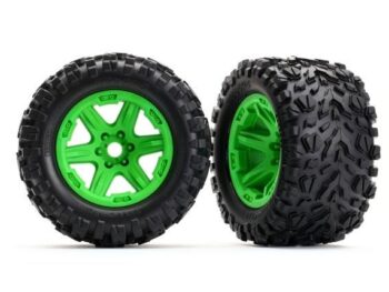 Traxxas TRX8672G Tires & wheels, assembled, glued (green wheels, Talon EXT tires, foam inserts) ( - twee gemon