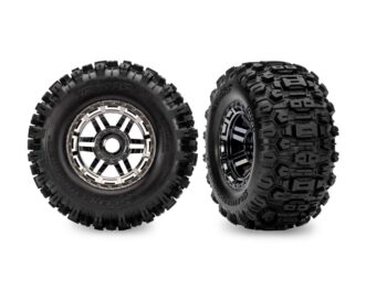 Traxxas TRX8972-BLKCR Maxx 2.8" Black Chrome Wheels & Sledgehammer Tires (2) - twee zwarte RC