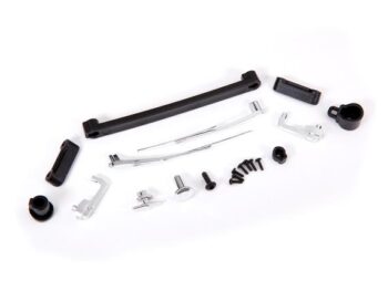 Traxxas TRX9115 Door handles, left, right, and rear/ retainers (3)/ windshield wipers, left & right/ retainer (1)/ fuel cap/ fuel flange/ fuel cap mount/ 1.6x5 BCS (self-tapping) (7)/ 2.6x8 BCS (1) - een verzameling
