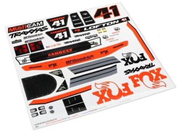 Traxxas TRX8515 Decals, Unlimited Desert Racer, Fox Edition - een vel met diverse stickers