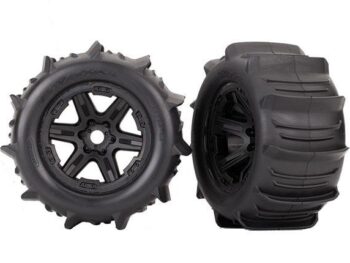 Traxxas TRX8674 Tires & wheels, assembled, glued (black 3.8' wheels, paddle tires, foam inserts) - twee zwar
