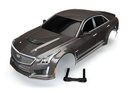Traxxas TRX8391X Body, Cadillac CTS-V, silver (painted, decals applied) - een zilverkle
