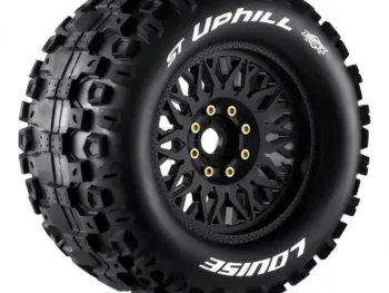 Louise RC LR-T3326X  MFT - ST-UPHILL - 1-8 Stadium Truck Tire Set - Mounted - Sport - Black Wheels - Removable 0" & 1/2" OFFSET HEX 17mm