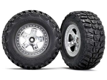 Traxxas TRX5881X Tires & wheels, assembled, glued (SCT satin chrome, beadlock style wheels, Kumho tires, foam inserts) (2) (2WD front) - twee zwarte RC