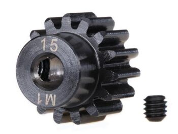 Traxxas TRX6487R Gear, 15-T pinion (machined) (1.0 metric pitch) (fits 5mm sh, #TRX6487R - zwart metalen
