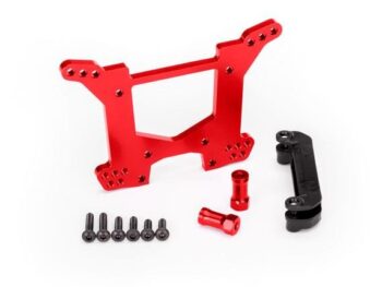 Traxxas TRX6738R Shock tower, rear, 7075-T6 aluminum (red-anodized) (1)/ body mount bracket (1) - een
