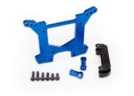 Shock tower, rear, 7075-T6 aluminum (blue-anodized) (1)/ body mount bracket (1)