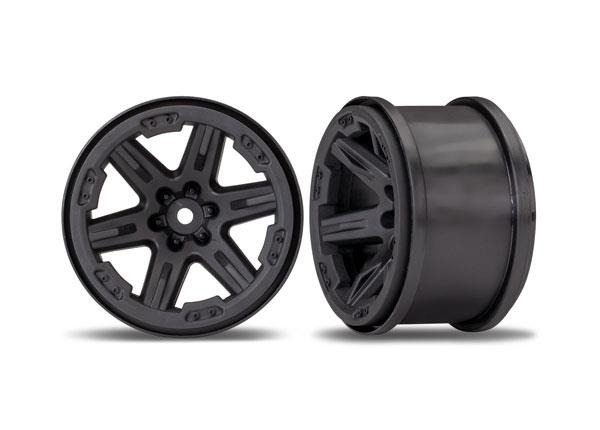 Wheels, Rustler 4X4 2.8 (black) (2) Traxxas TRX6772 Wheels, Rustler 4X4 2.8 (black) (2) - twee zwarte