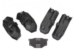 Traxxas TRX8080 Fenders, inner (narrow), front & rear (2 each)/ rock light covers (8)/ battery p - vijf zwarte