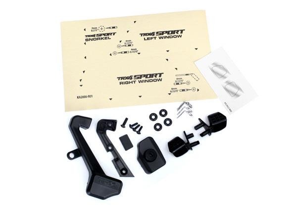 Mirrors, side (left & right)/ snorkel/ mounting hardware Traxxas TRX8119 Mirrors, side (left & right)/ snorkel/ mounting hardware - een set zwarte