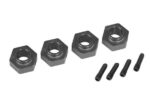 Wheel hubs, 12mm hex, 6061-T6 aluminum (charcoal gray-anodized) (4)/ screw pin (