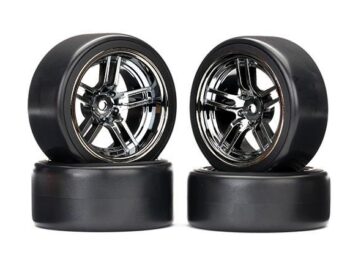 Traxxas TRX8378 TIRES AND WHEELS, ASSEMBLED, GLUED (SPLIT-SPOKE BL, #TRX8378 - vier zwarte