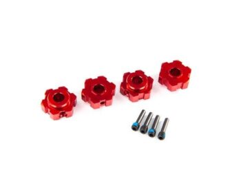 Traxxas TRX8956R Wheel hubs, hex, aluminum (red-anodized) (4)/ 4x13mm screw pins (4) - vier ro
