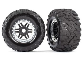 Traxxas TRX8972X Maxx 2.8" Black & Chrome Wheels & Maxx MT Tires (2) - twee robu