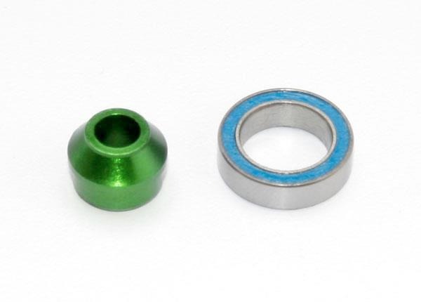 groene spacer en kogellager met blauwe afdichting Traxxas TRX6893G Bearing Adapter, 6160-T6 Aluminum Green - glanzend