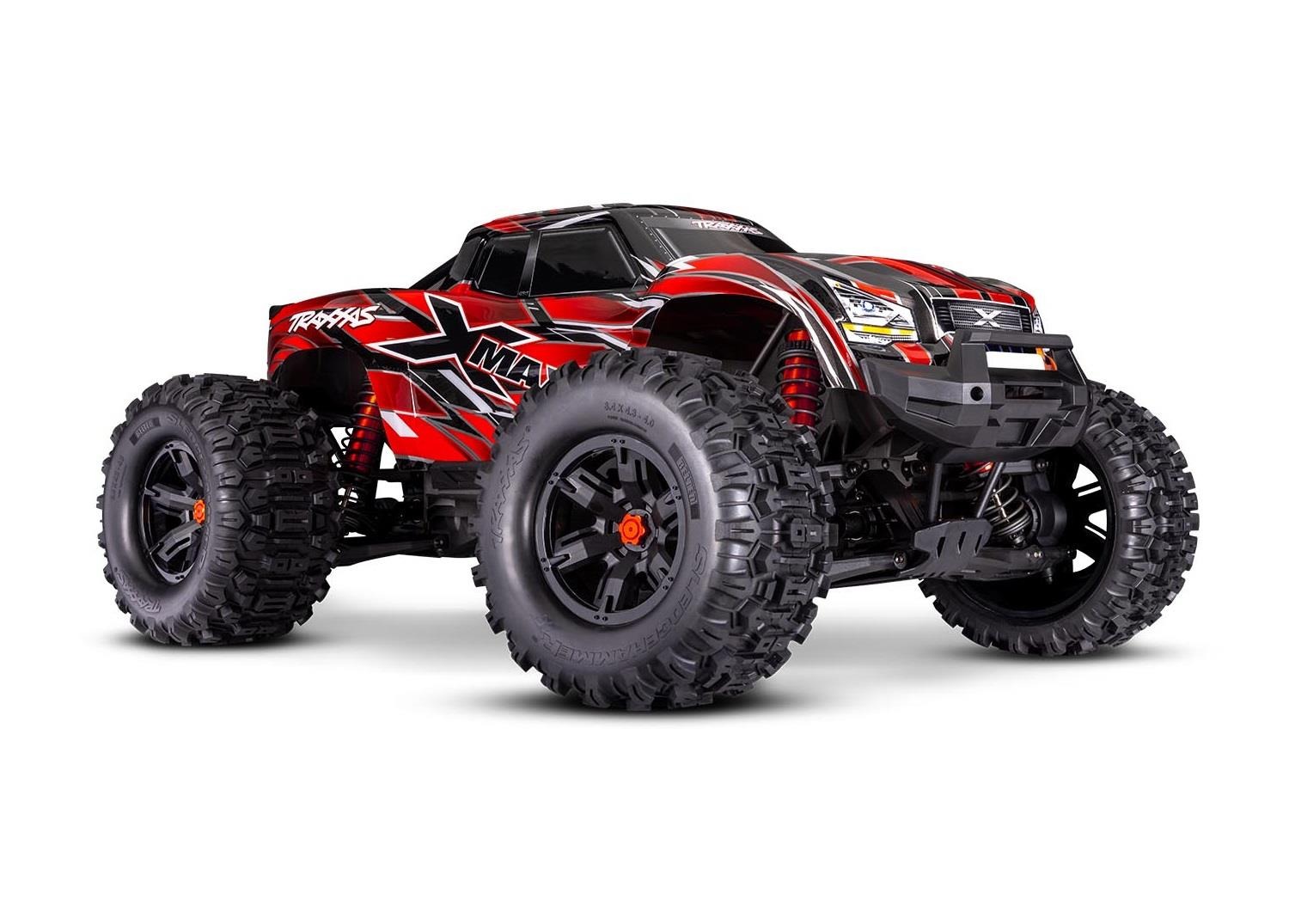 rode zwarte traxxas x maxx monster truck Traxxas TRX77096-4RED Traxxas X-Maxx 4WD 8S Belted Monster Truck Red - een ro