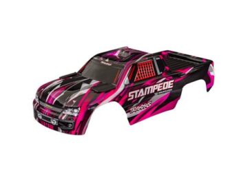 Traxxas TRX3620-PINK Body, Stampede (also fits Stampede VXL), pink (painted, decals applied) (assembled with front & rear body mounts for clipless mounting) - een