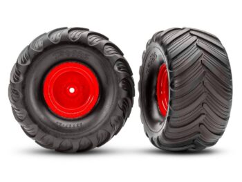 Traxxas TRX3663-RED Monster Truck Red Wheels & Terra Groove Tires (2) - twee