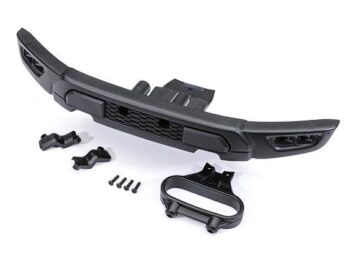 Traxxas TRX10151 Bumper, front/ bumper mount, front/ light covers (left & right)/ 2.5x10mm BCS (4) (fits Ford Raptor R) - zwarte kunst