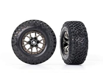 Traxxas TRX10186-BLKCR Tires & wheels, assembled, glued (Ford Raptor R black chrome wheels, BFGoodrich All-Terrain T/A KO2 tires, foam inserts) (2) (2WD front) - twee zwarte