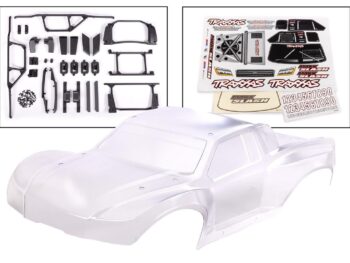 Traxxas TRX10211R Body, Maxx Slash (clear, requires painting)/ window masks/ decal sheet (includes body support, body plastics, latches, & hardware for clipless mounting) (heavy duty) - een
