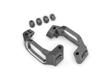Traxxas TRX10232-GRAY Caster blocks, 6061-T6 aluminum (gray-anodized), left & right/ 4x22mm pin (4)/ 3x10mm BCS (with threadlock) (4)/ retainers (4) - twee grijs
