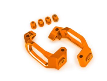 Traxxas TRX10232-ORNG Caster blocks, 6061-T6 aluminum (orange-anodized), left & right/ 4x22mm pin (4)/ 3x10mm BCS (with threadlock) (4)/ retainers (4) - twee oranje