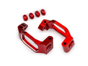 Traxxas TRX10232-RED Caster blocks, 6061-T6 aluminum (red-anodized), left & right/ 4x22mm pin (4)/ 3x10mm BCS (with threadlock) (4)/ retainers (4) - twee