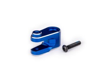 Traxxas TRX10247-BLUE Servo horn, steering, 6061-T6 aluminum (blue-anodized)/ 3x15mm BCS (with threadlock) (1) - op de foto is een blauw