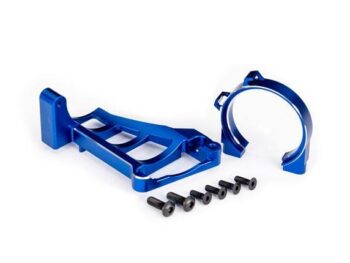 Traxxas TRX10261-BLUE Motor mounts (front & rear) (blue-anodized 6061-T6 aluminum)/ 3x10mm CCS (with threadlock) (4)/ 4x12mm BCS (with threadlock) (2) (for use with #3461 motor) - twee blauw