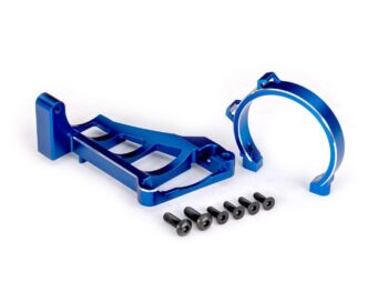 Traxxas TRX10262-BLUE Motor mounts (front & rear) (blue-anodized 6061-T6 aluminum)/ 3x10mm CCS (with threadlock) (4)/ 4x12mm BCS (with threadlock) (2) (for use with #3483 motor) - twee blauw
