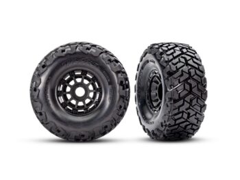 Traxxas TRX10272 Tires & wheels, assembled, glued, left (1), right (1) (black wheels, Maxx Slash belted tires, foam inserts) (17mm splined) (TSM rated) - twee zwarte