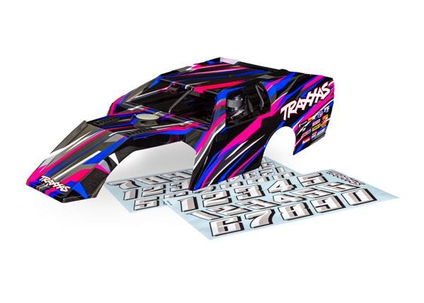 Body, Slash Mudboss, pink (painted, decals applied) (assembled with front & rear body mounts and body support for clipless mounting) Traxxas TRX10411-PINK Body, Slash Mudboss, pink (painted, decals applied) (assembled with front & rear body mounts and body support for clipless mounting) - een ro