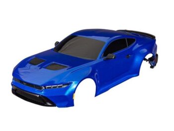 Traxxas TRX10511-BLUE Body, Ford Mustang, complete (blue) (painted, decals applied) (includes side mirrors, spoiler, grilles, vents, & clipless mounting) - glanzende