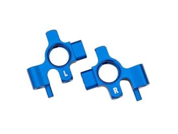 Traxxas TRX10537-BLUE Steering blocks, 6061-T6 aluminum (blue-anodized) (left & right)/ 3x12mm BCS (with threadlock) (4) - twee blau