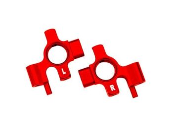 Traxxas TRX10537-RED Steering blocks, 6061-T6 aluminum (red-anodized), left & right/ 3x12mm BCS (with threadlock) (4) - twee rood