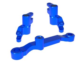 Traxxas TRX10743-BLUE Steering bellcranks, draglink (blue-anodized 6061-T6 aluminum)/ 3x13mm SS (with threadlock) (2)/ 3x12mm BCS (with threadlock) (2)/ 5x8x2.5mm ball bearings (2)/ 5x10x4mm ball bearings (2) - drie blau